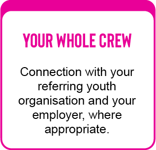 Your Whole Crew tile: connection with your referring youth organisation and employer.