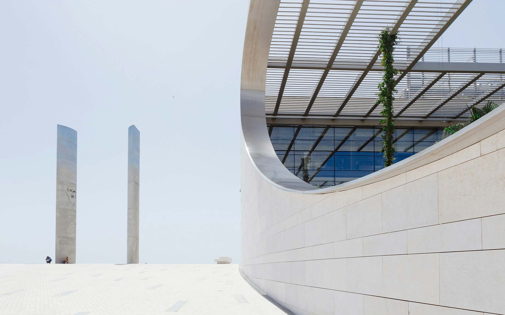 Futuristic building on a sky background.
