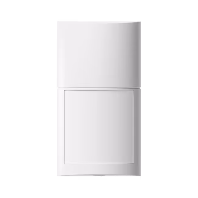 White rectangular electronic device with a blank screen and a top section, likely a security or sensor device.