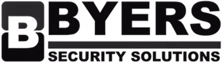 BYERS Security Solutions logo with a stylized B and bold uppercase text.