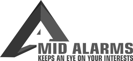 MID ALARMS logo with the tagline 'Keeps an eye on your interests'.