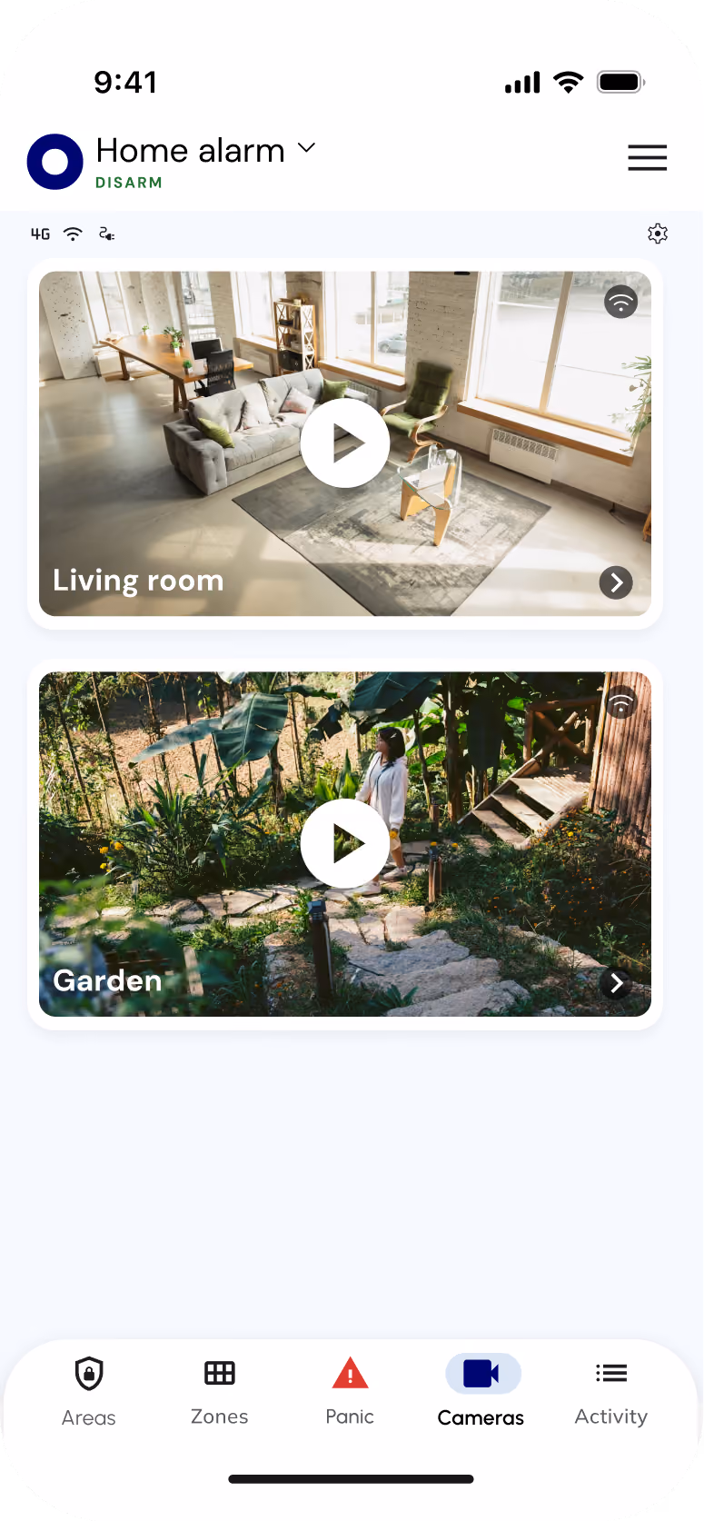 Olarm APP live camera view