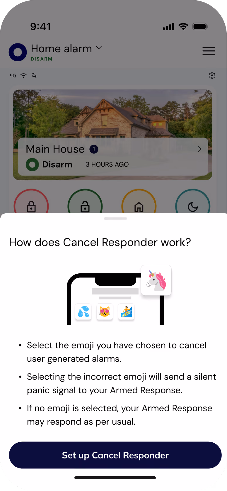 Olarm APP cancel responder after a false alarm