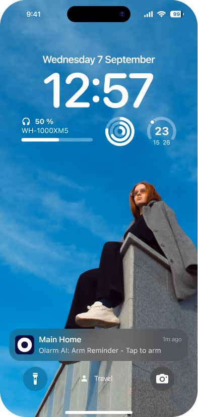 Olarm APP arm reminder notification