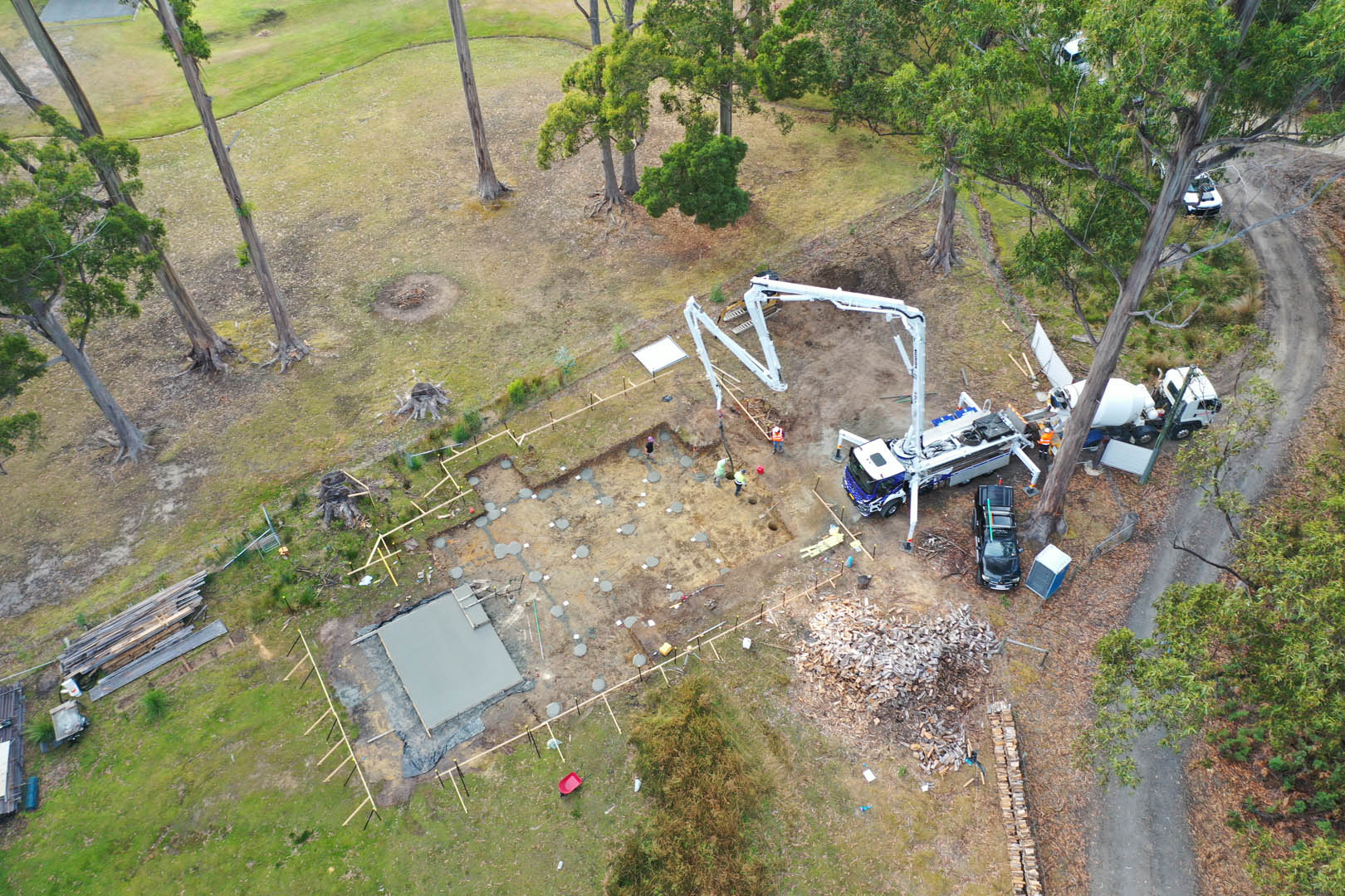aerial drone shot of bruny island project