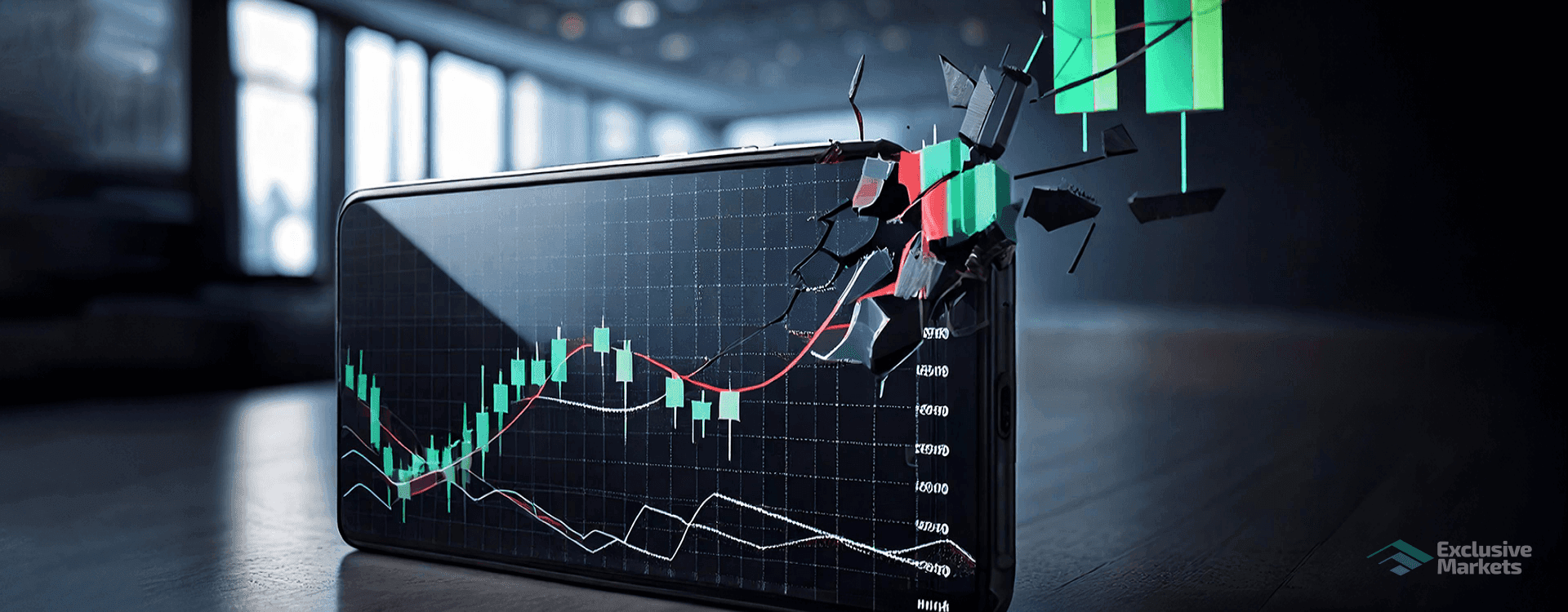 Stock market chart breaking through phone -  Is Day Trading Profitable