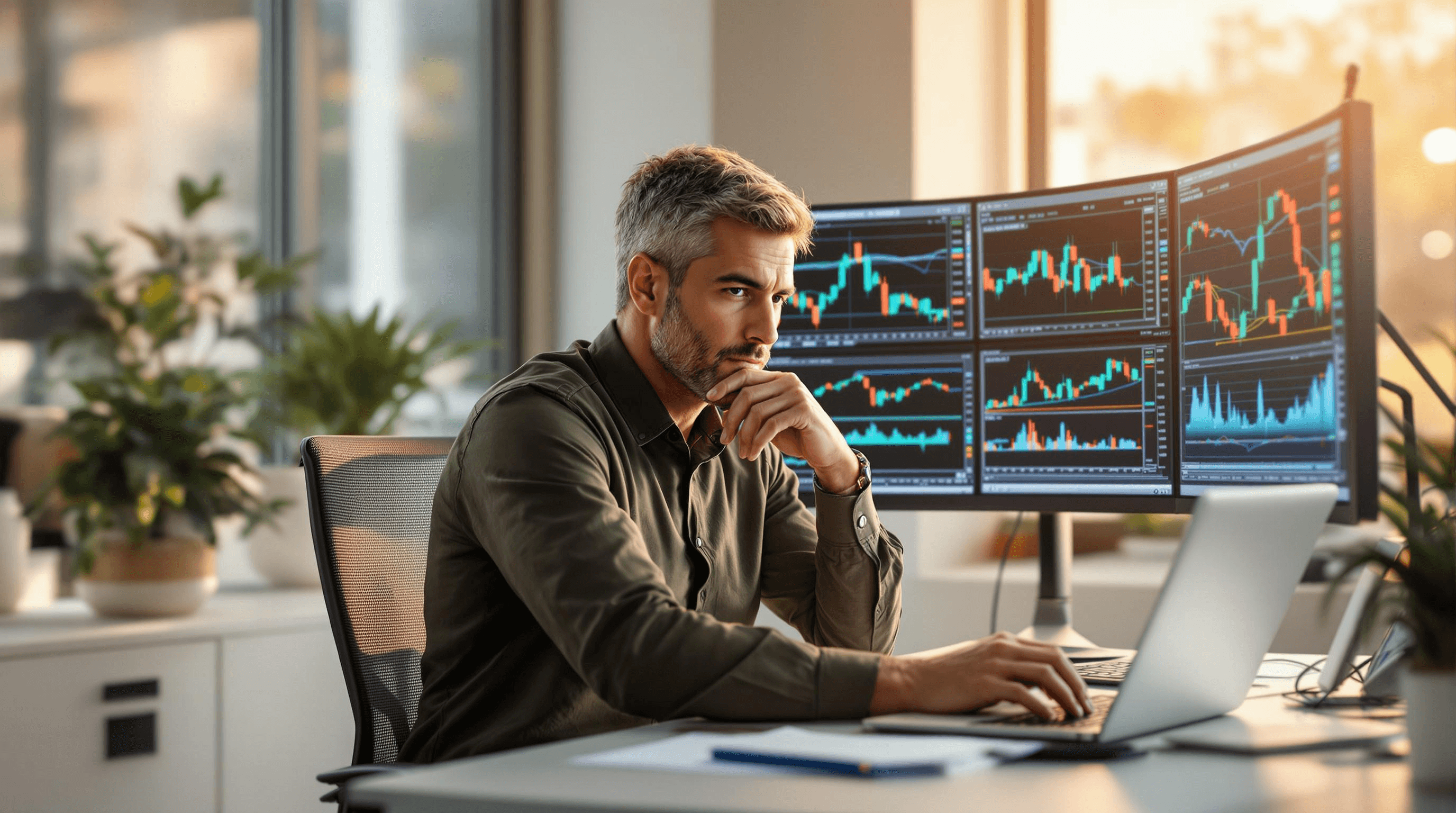 Trader examining financial market graphs -  Free Backtesting Trading Strategies