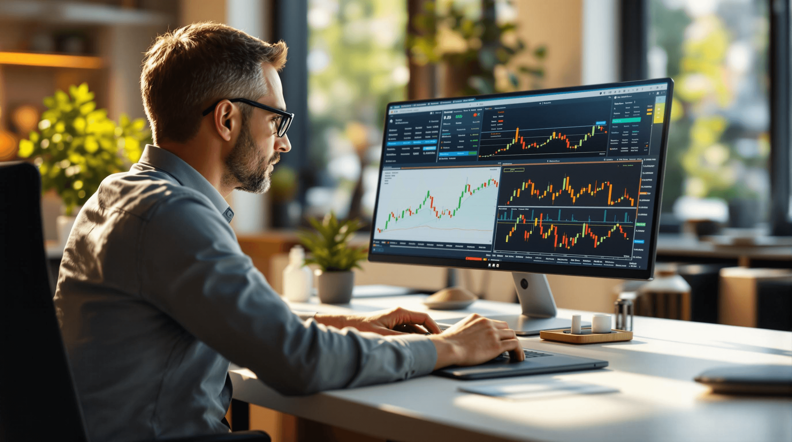 Man analyzing financial stock market charts -  Free Backtesting Trading Strategies