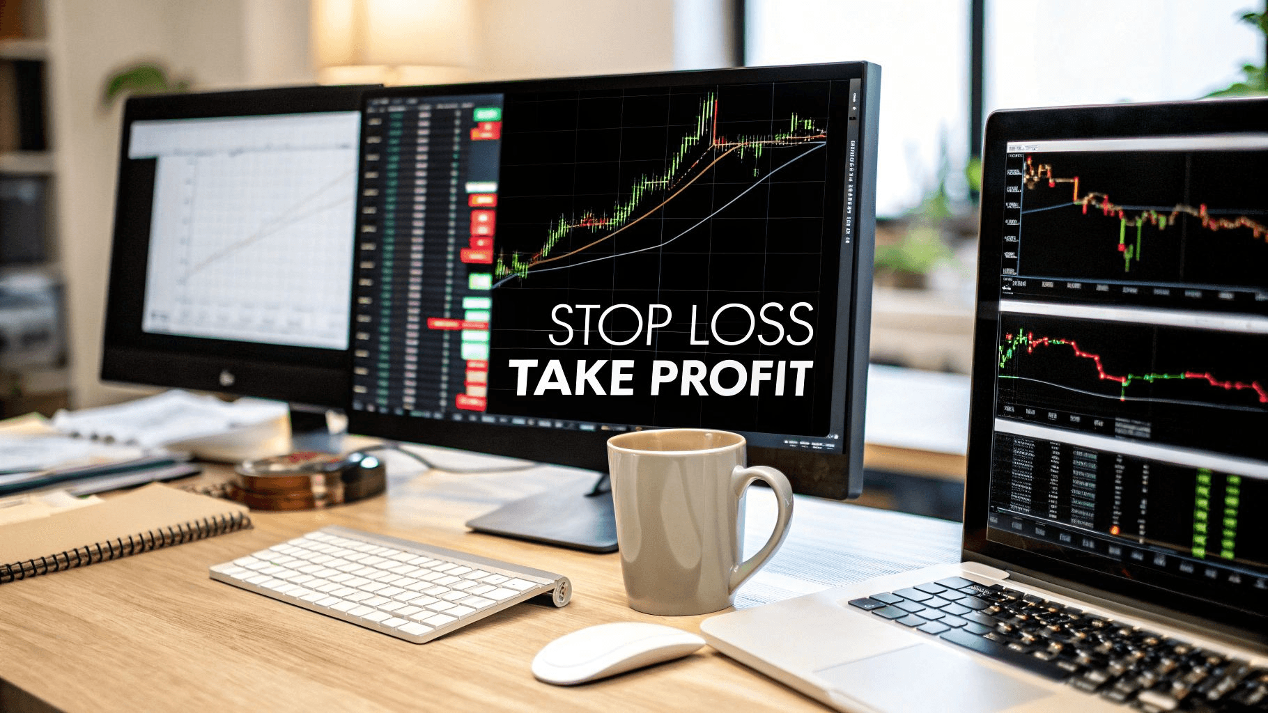  Trading desk showing market management tips - What Is Take Profit in Trading