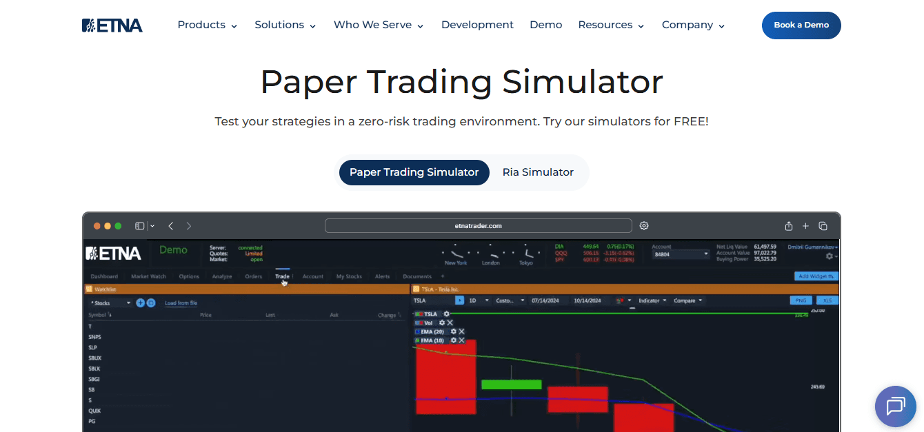 ETNA Paper Trading Platform