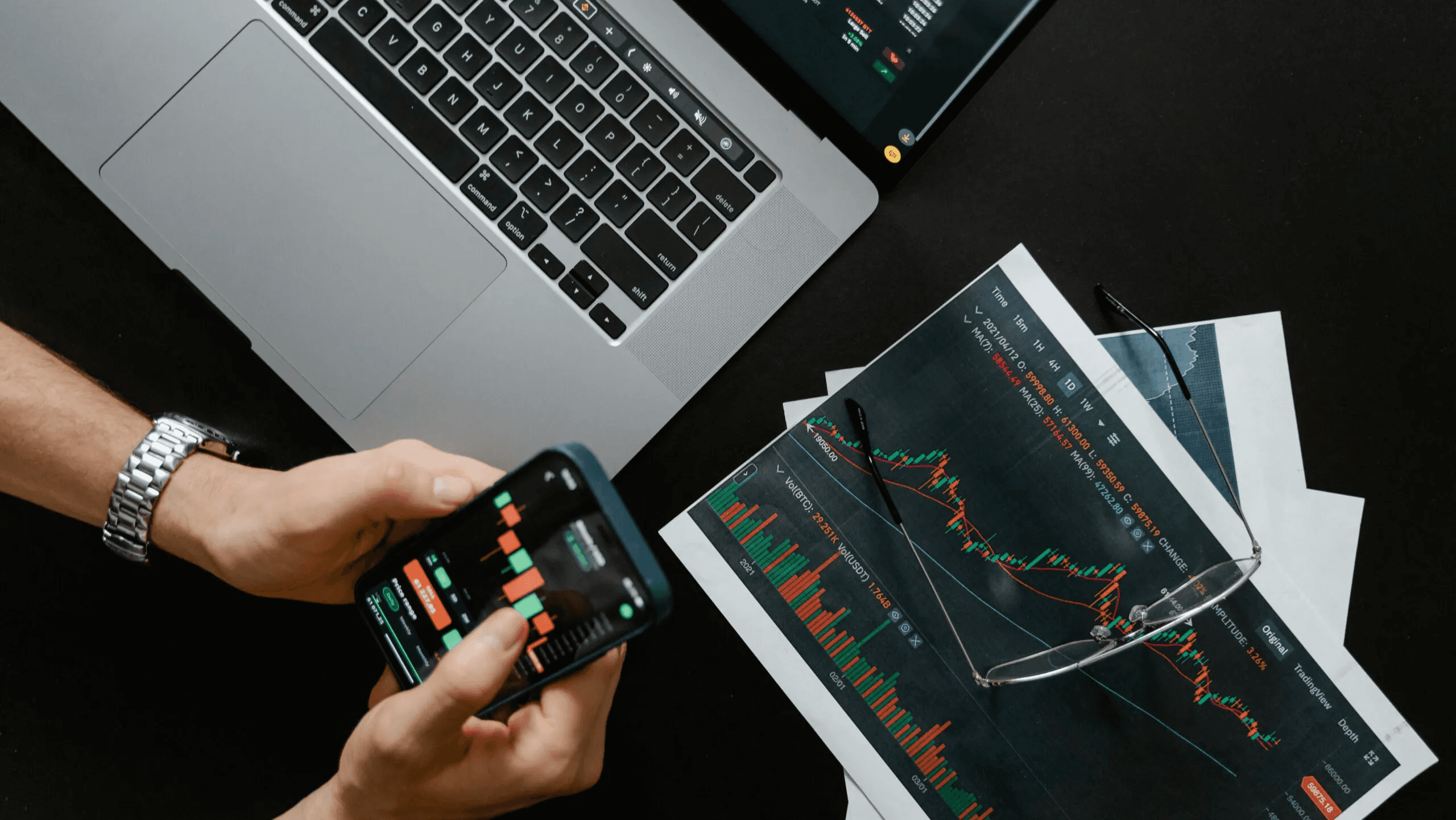 Market charts on phone and paper -  What is Arbitrage Trading