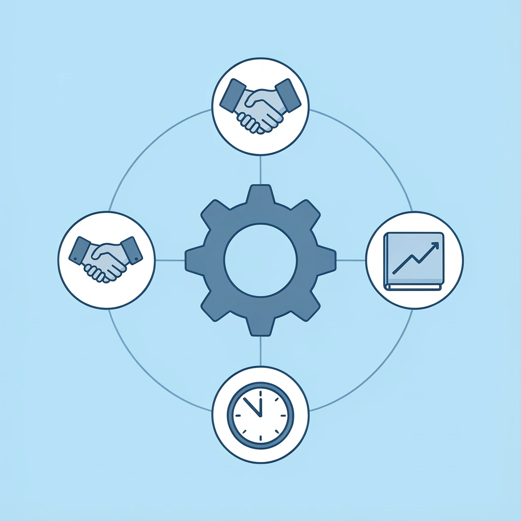 Central hub showing interconnected elements of prop firm trading model