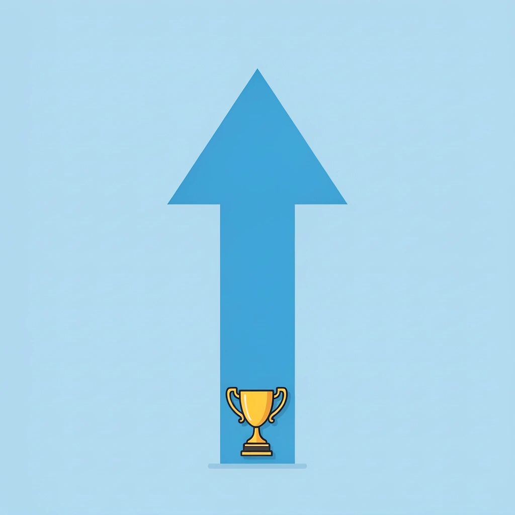 Upward arrow showing improvement from 2% trader success to higher potential with Goat Funded Future
