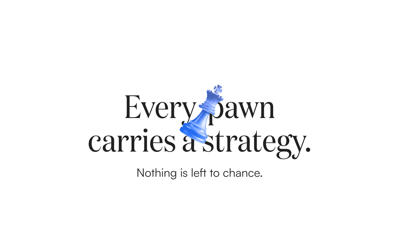 Texte Every pawn carries a strategy avec pion d’échecs bleu.