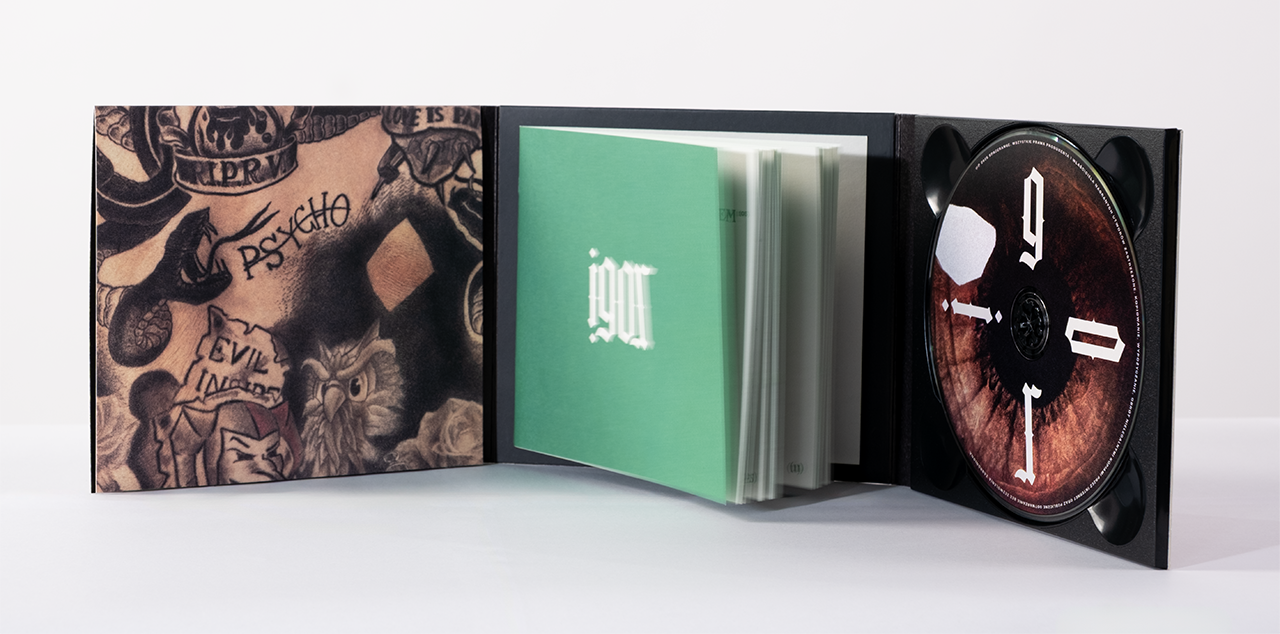 opened digipack with booklet in the middle