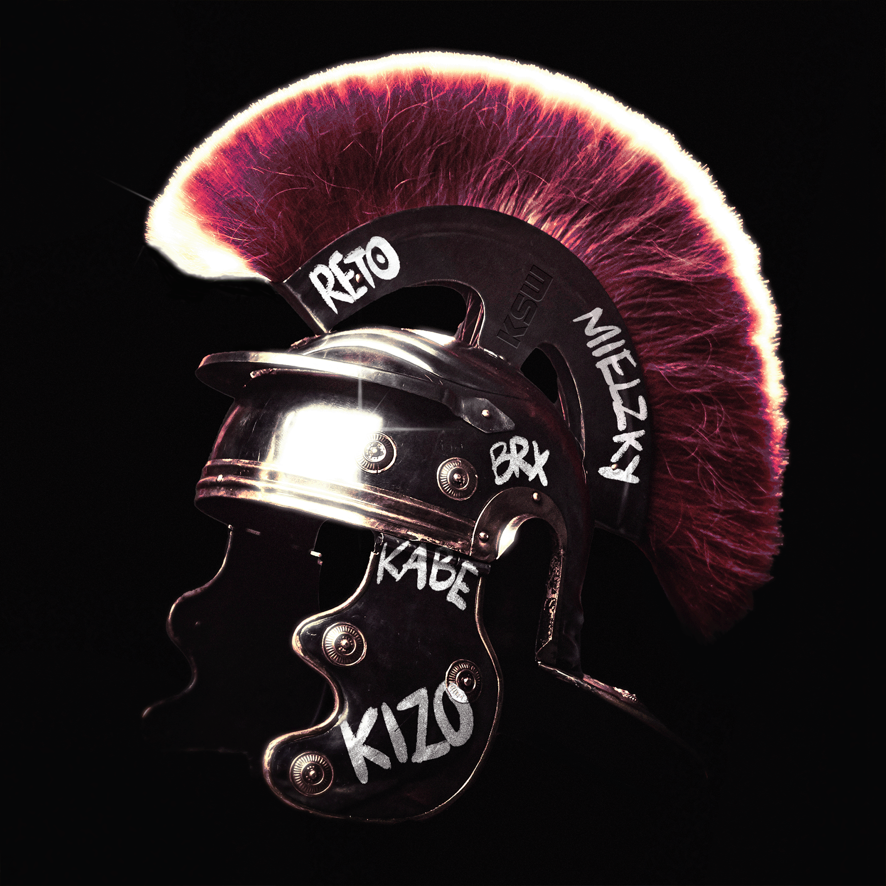 roman helmet with graffiti 