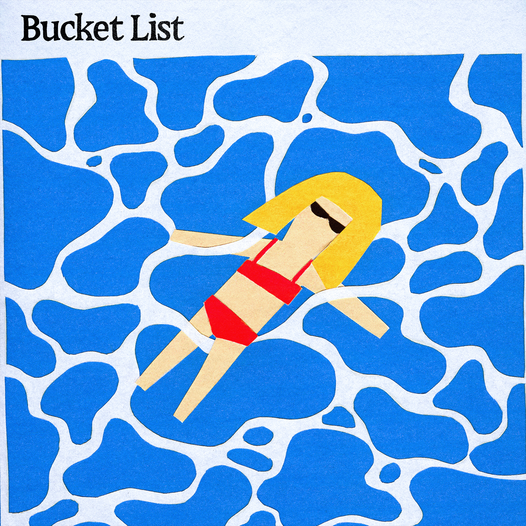 cut out illustration of a woman flouting in a pool