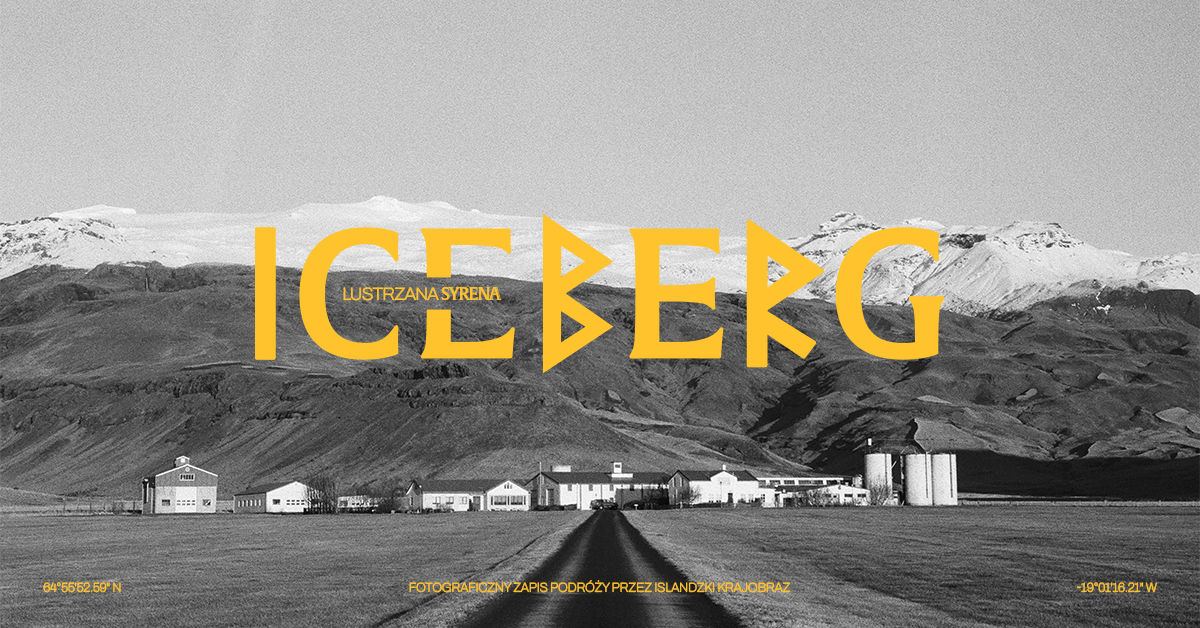 black and white photo with yellow logo