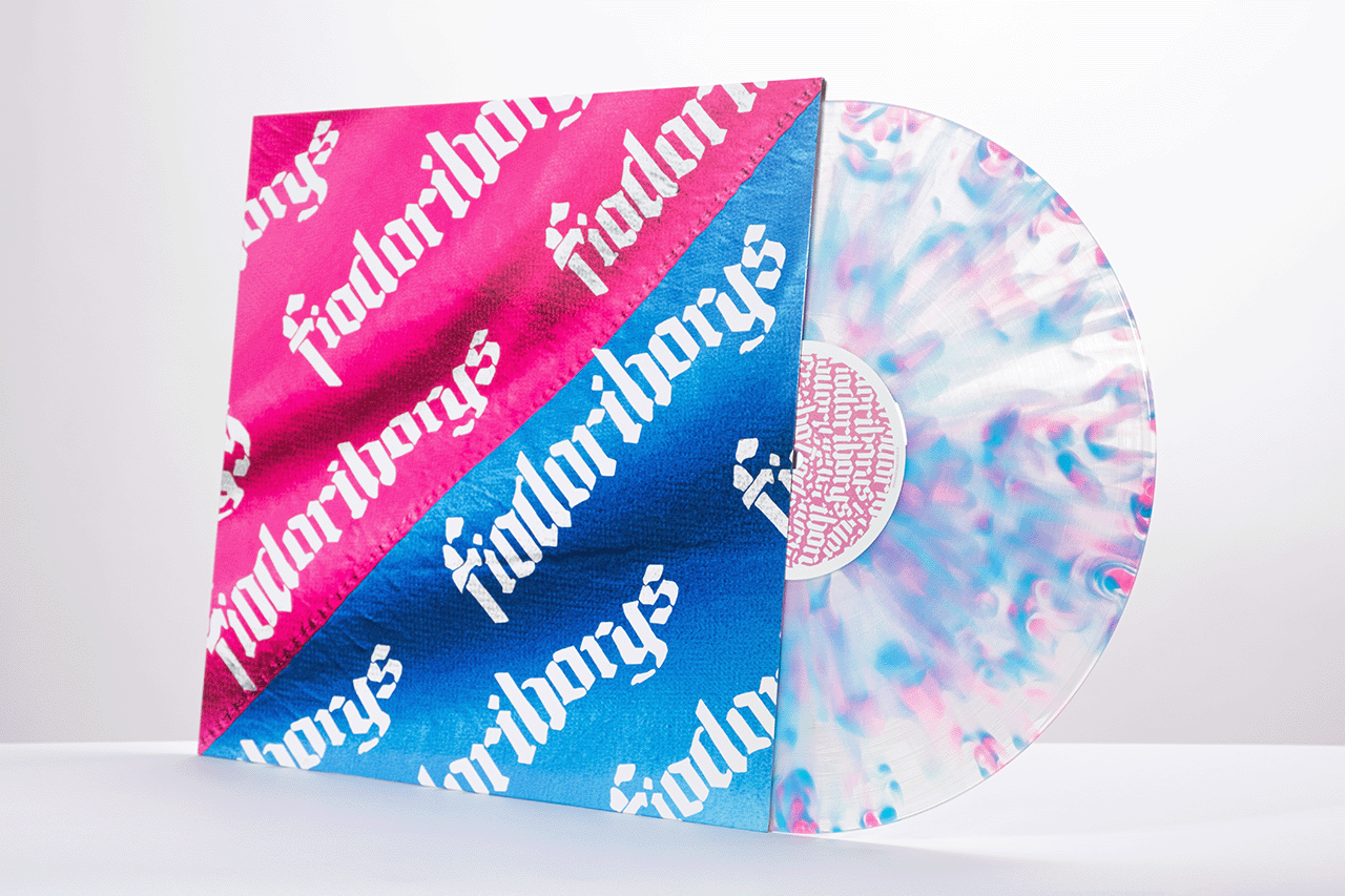 product photo of an vinyl with two colored flag on a cover 