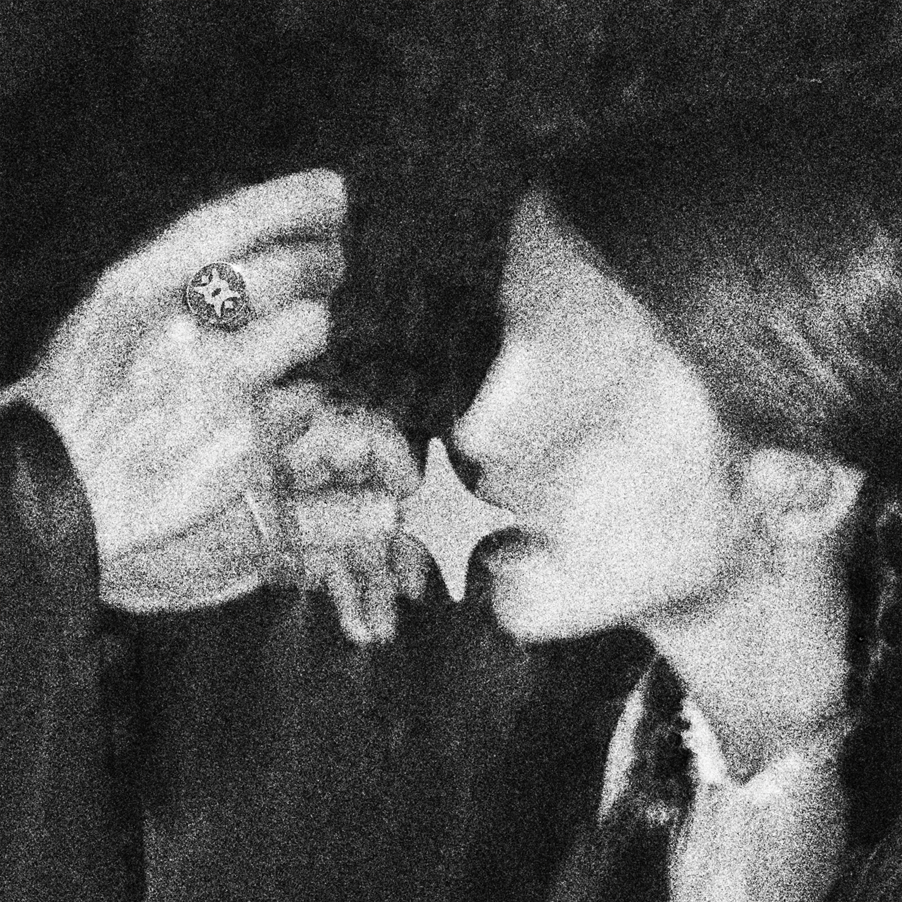 unknown priest with a ring feeds star shaped sacramental bread to faceless person