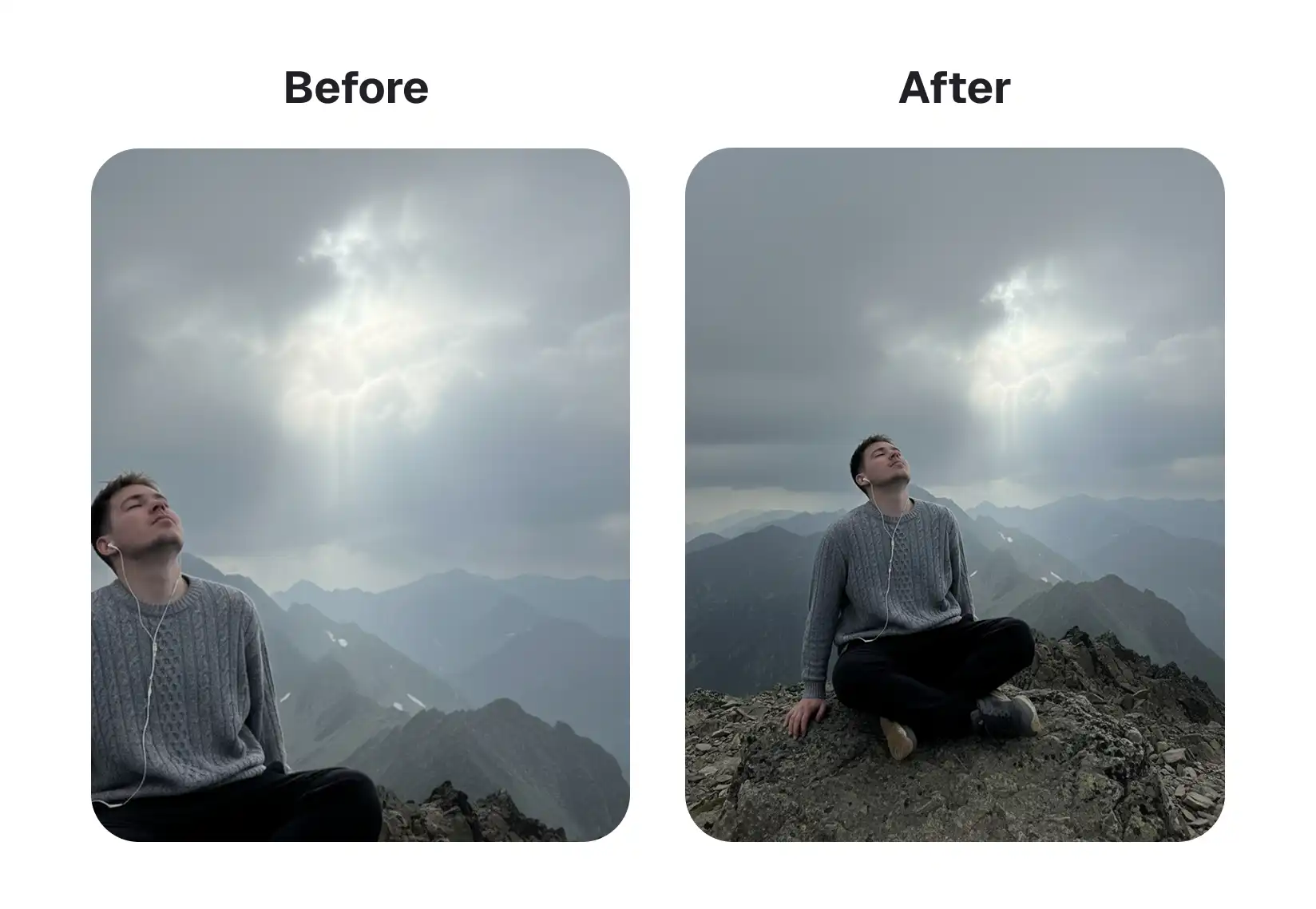 Overchat AI image extender before and after