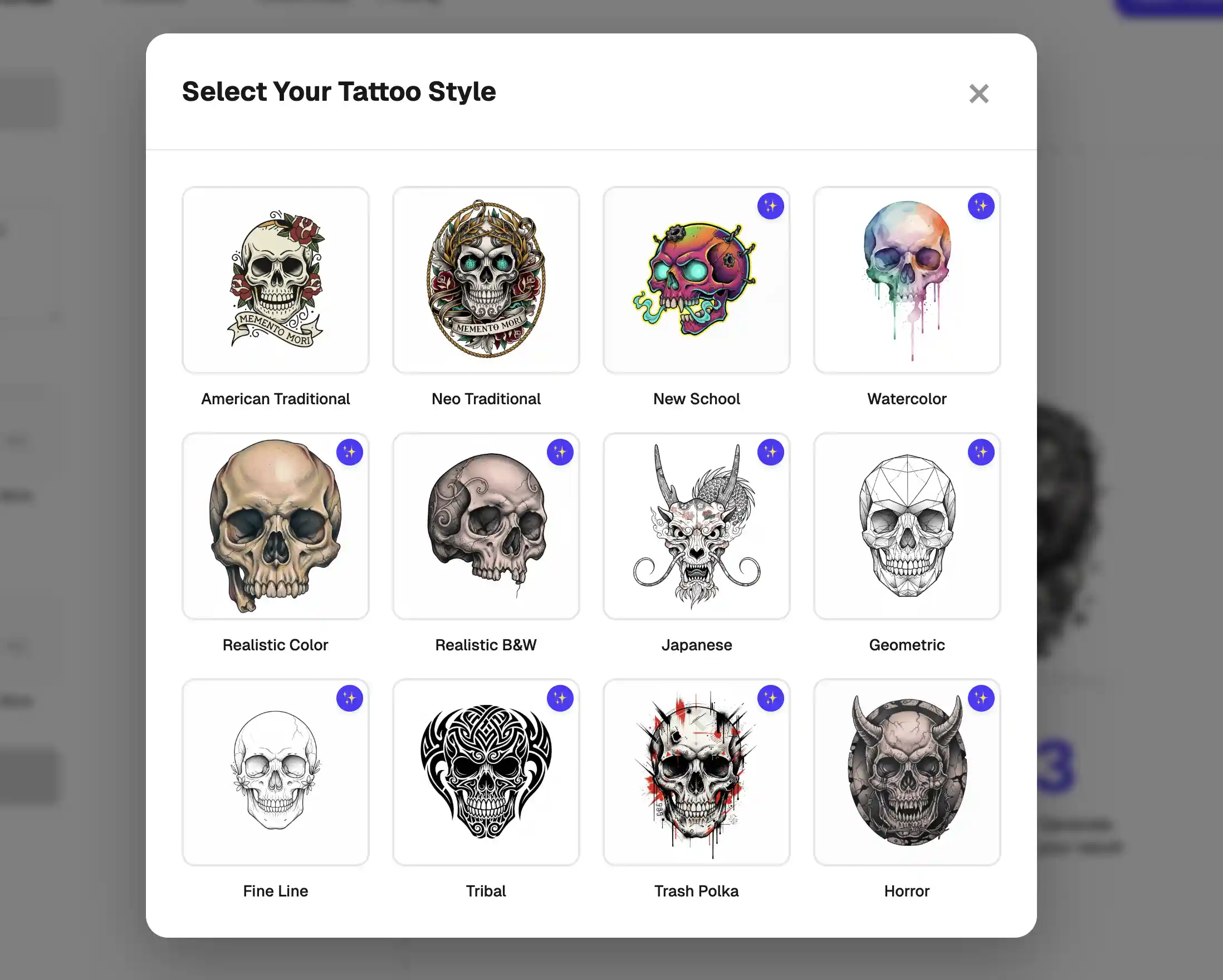 Overchat AI tattoo generator styles 