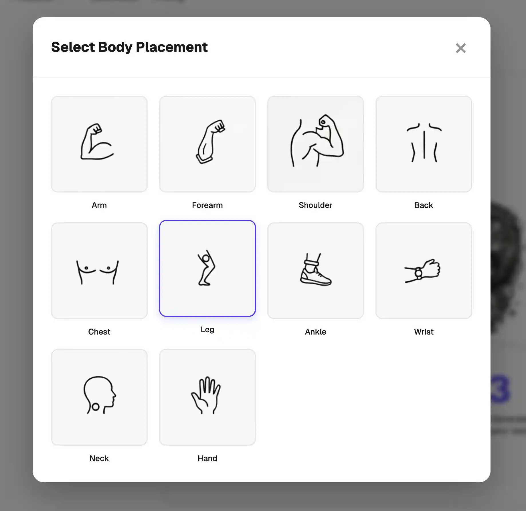 Overchat AI tattoo generator placement selections