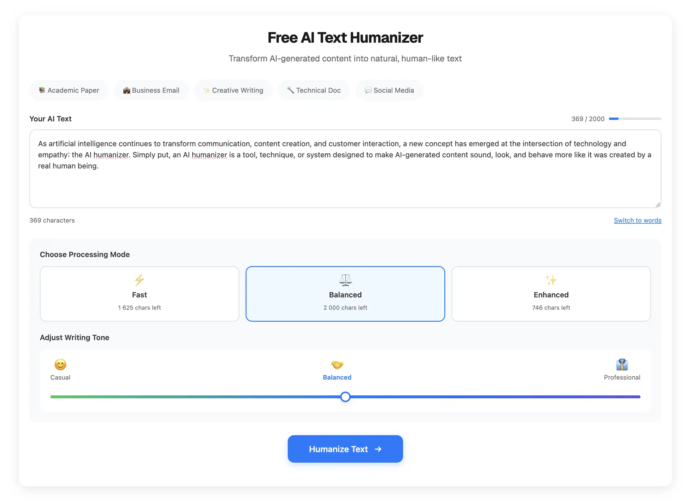 Overchat AI Humanizer