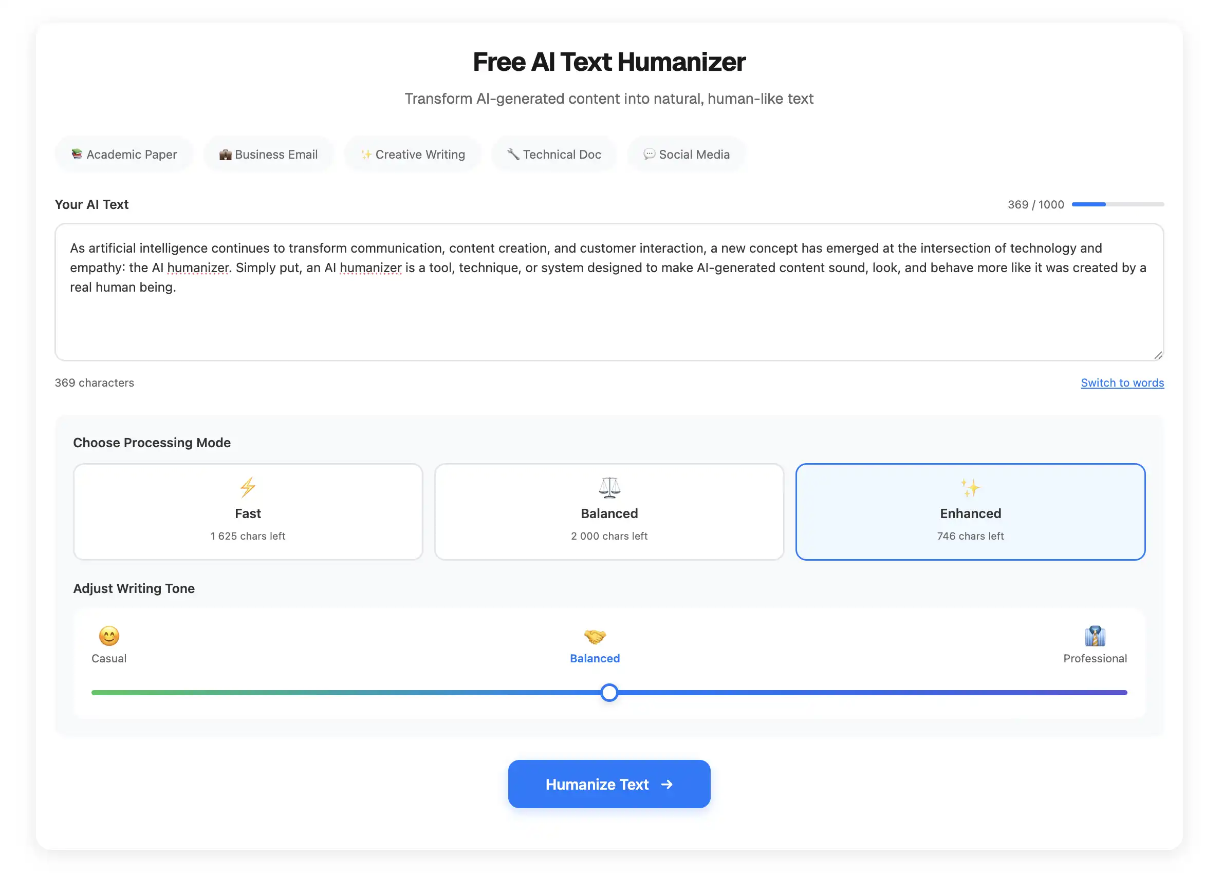 Overchat AI Humanizer