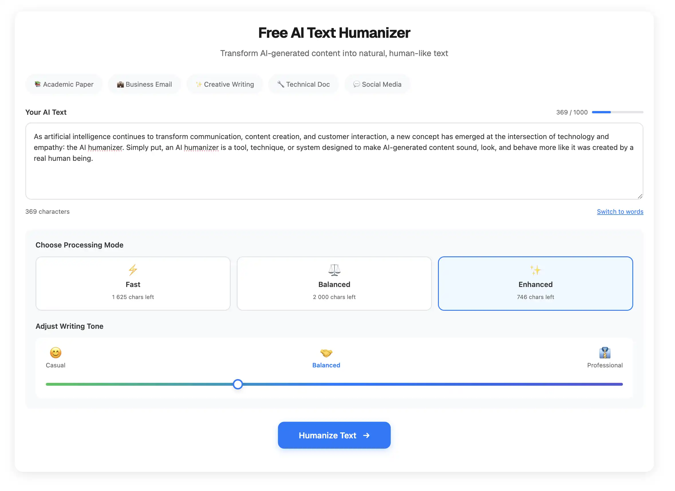 Overchat AI Humanizer