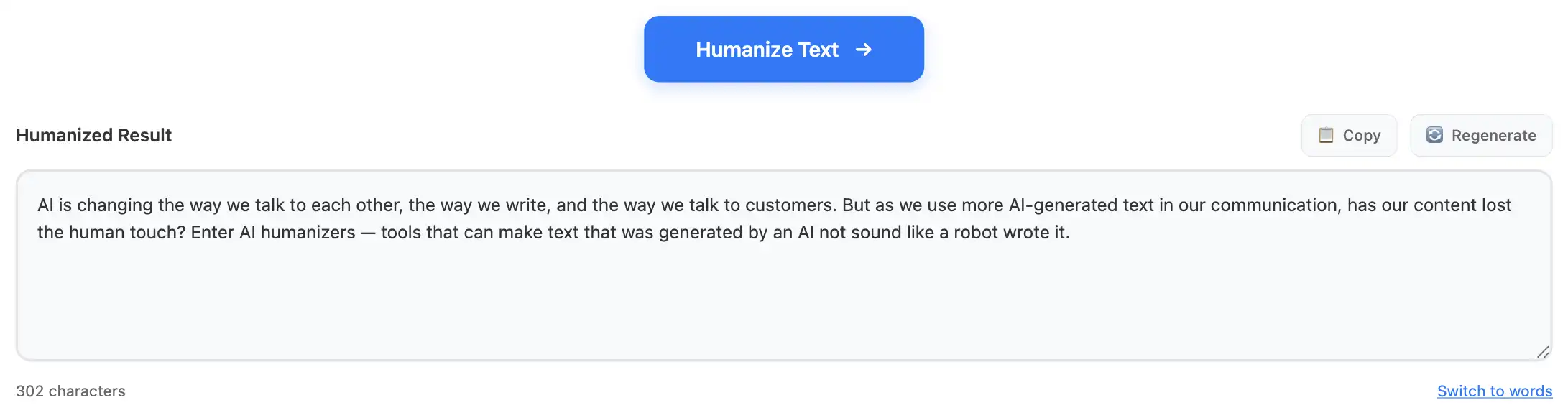 Overchat AI Humanizer Result