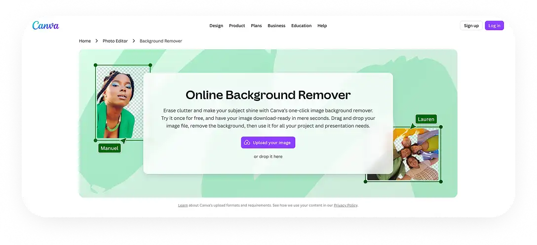 Canva online image background remover