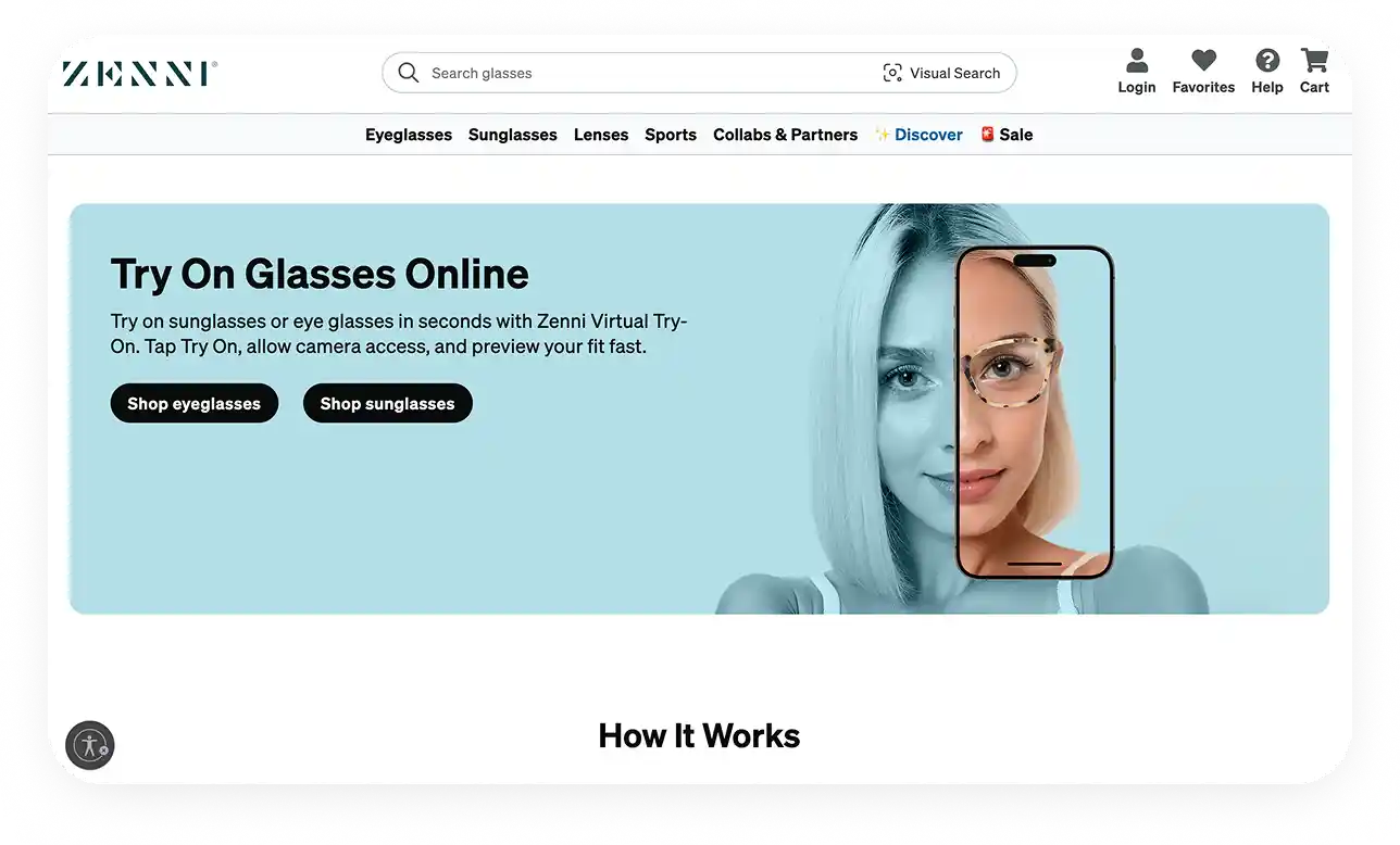 Zenni virtual glasses try-on