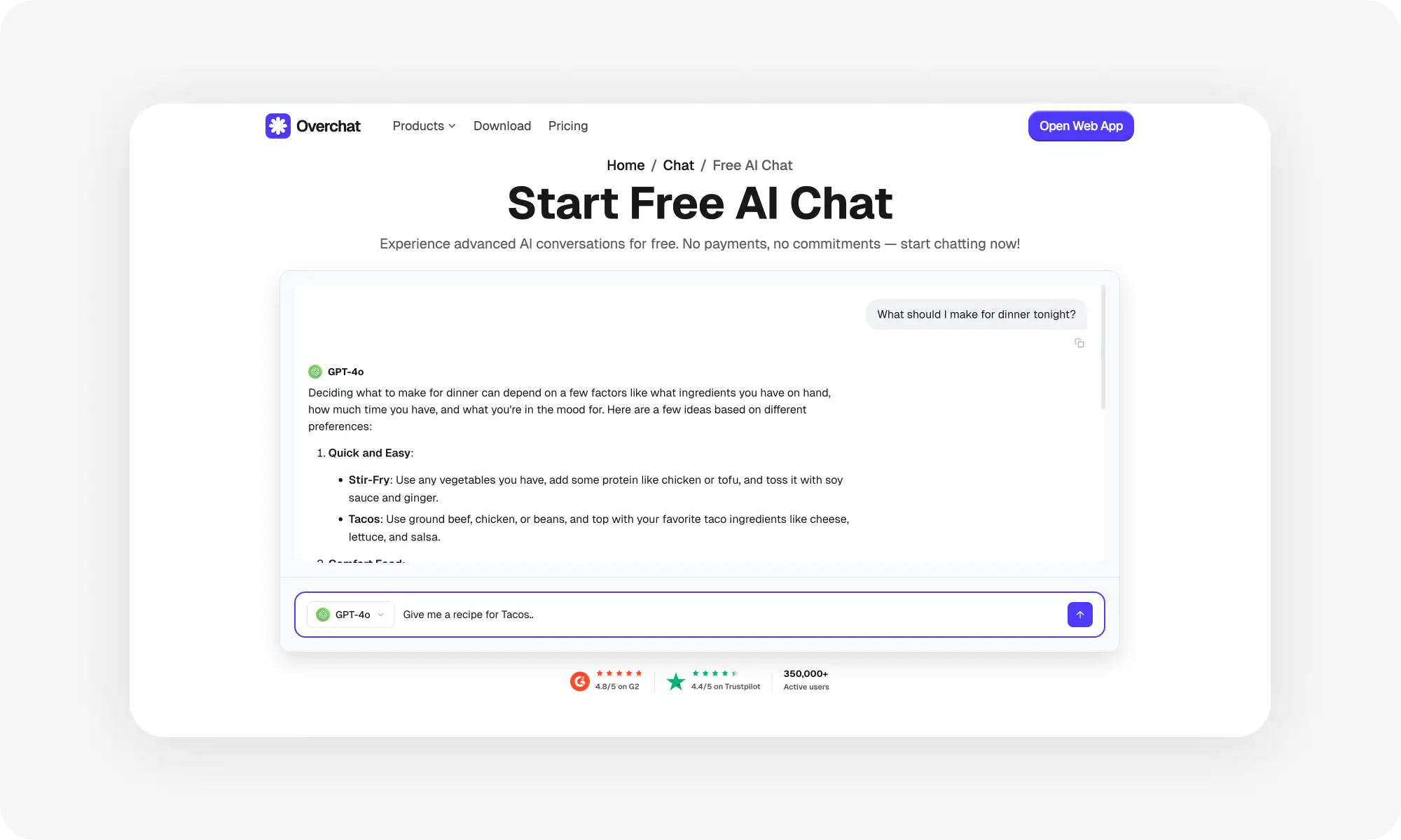 Best Free AI chatbot on Overchat AI