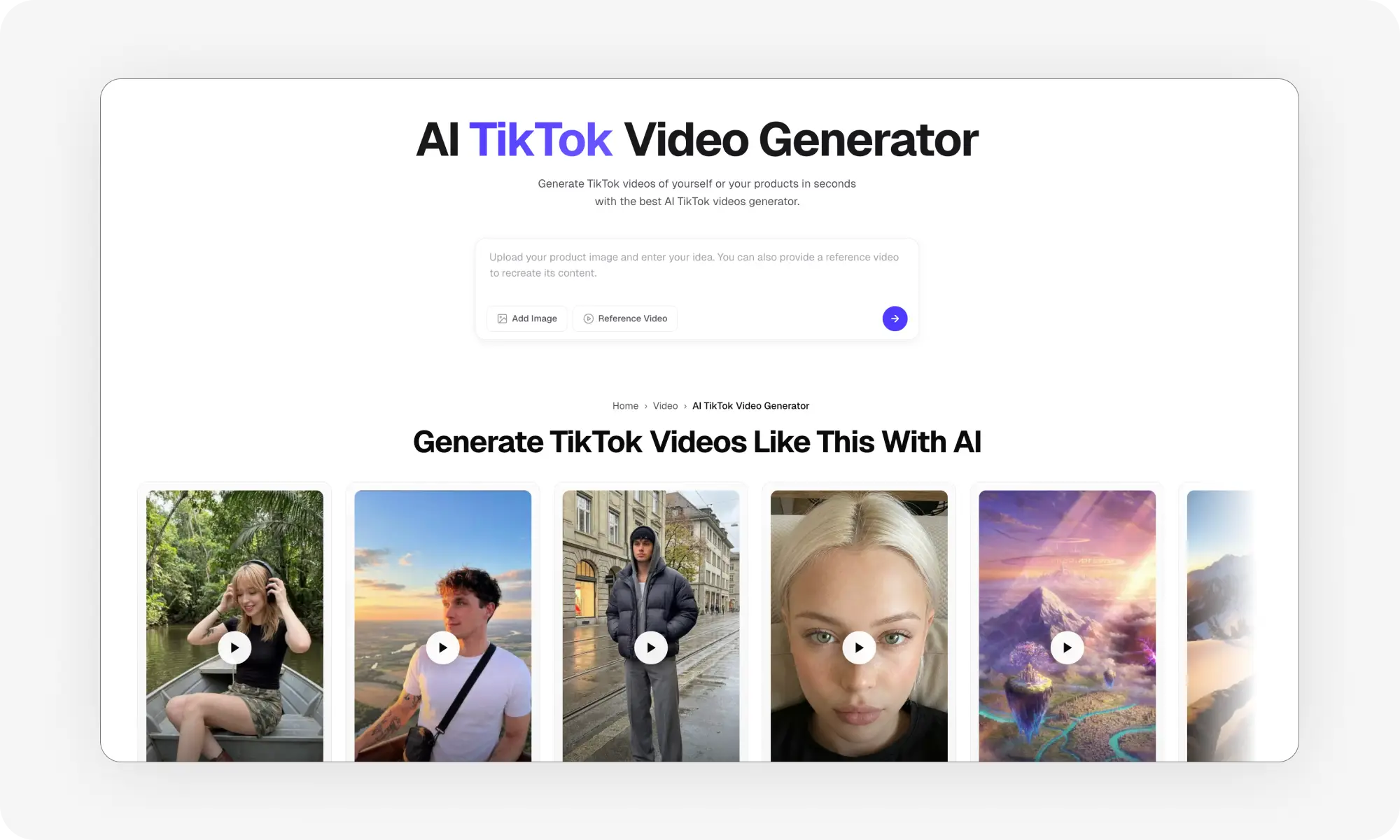 Overchat AI TikTok video generator