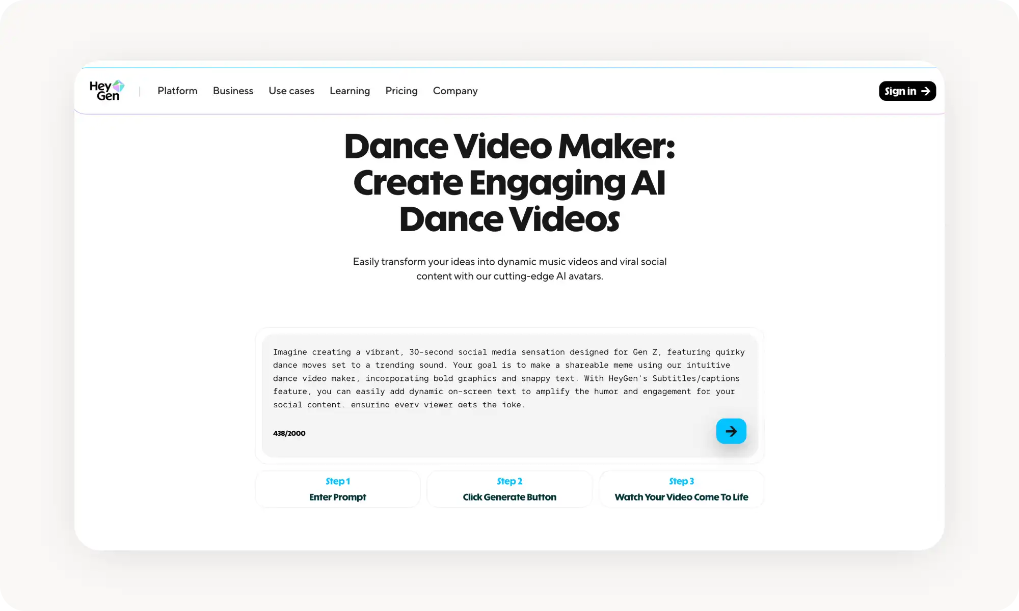 HeyGen AI dance generator