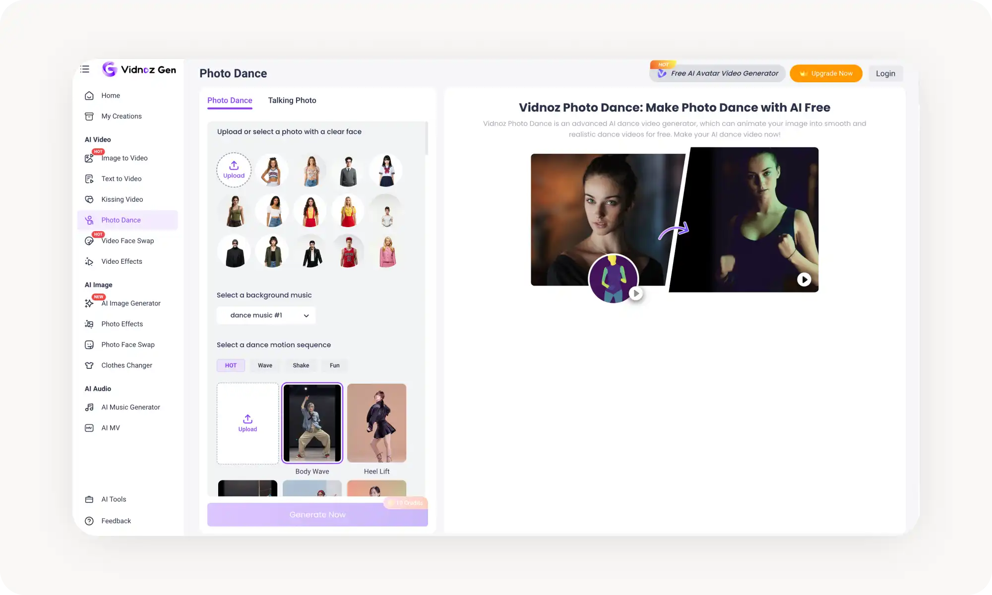 Vidnoz AI dance generator