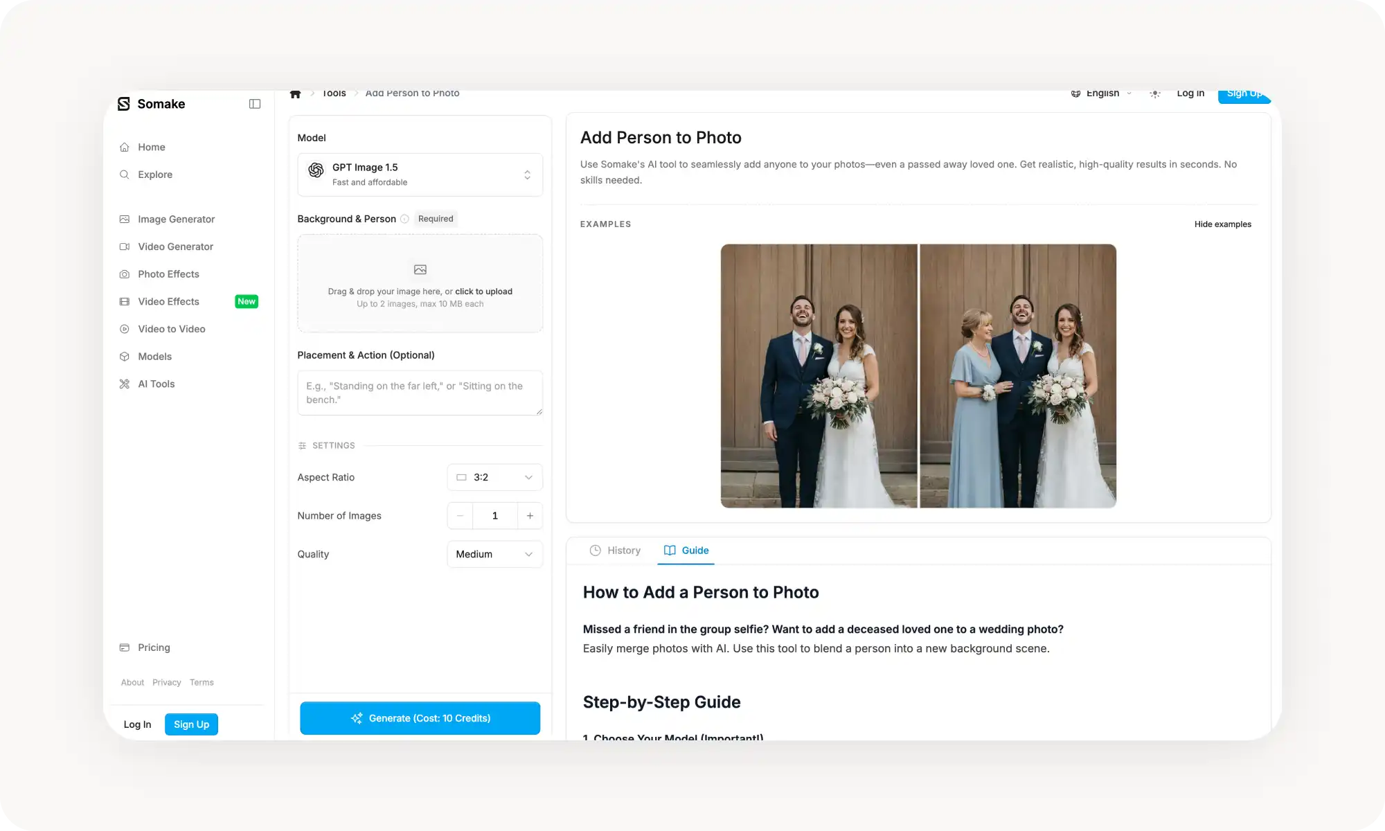 Media[.]io add person to photo tool