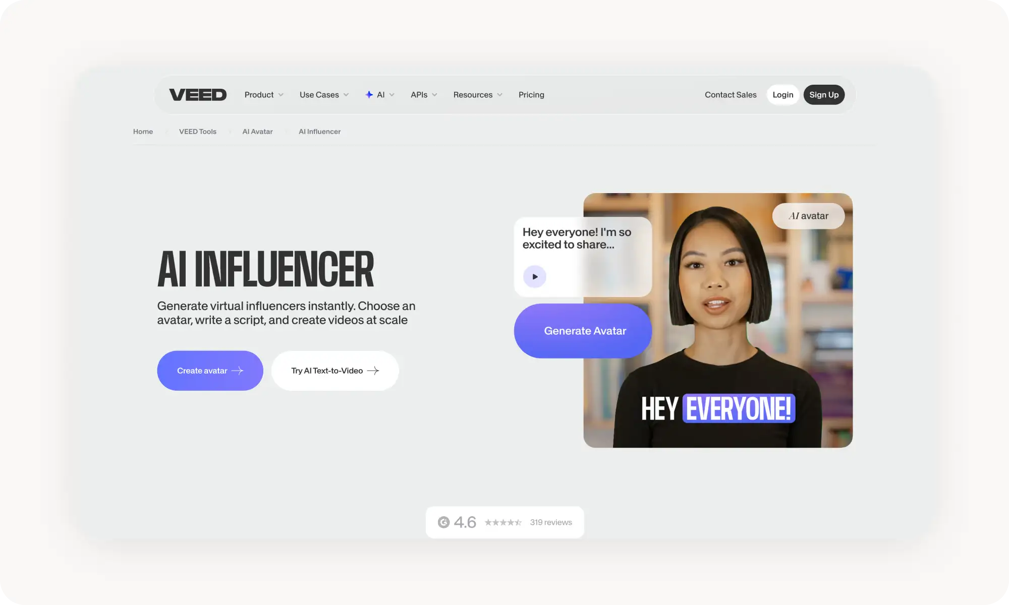 Veed AI influencer generator