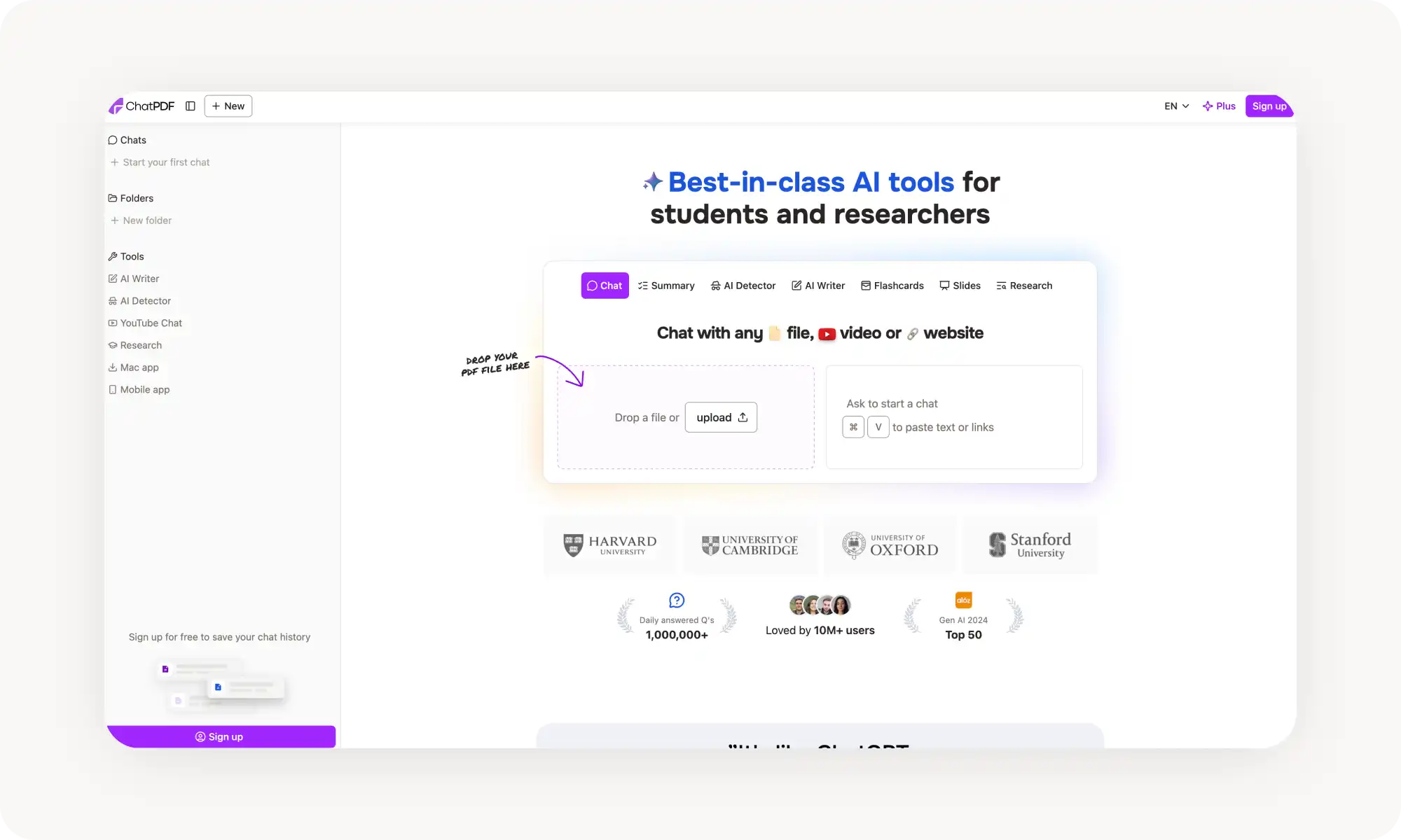 ChatPDF AI PDF summarizer