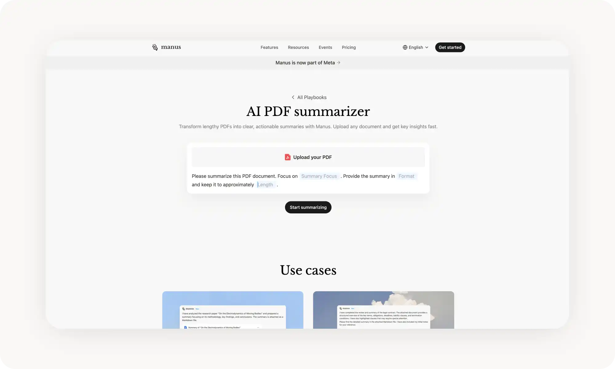 Manus AI PDF summarizer
