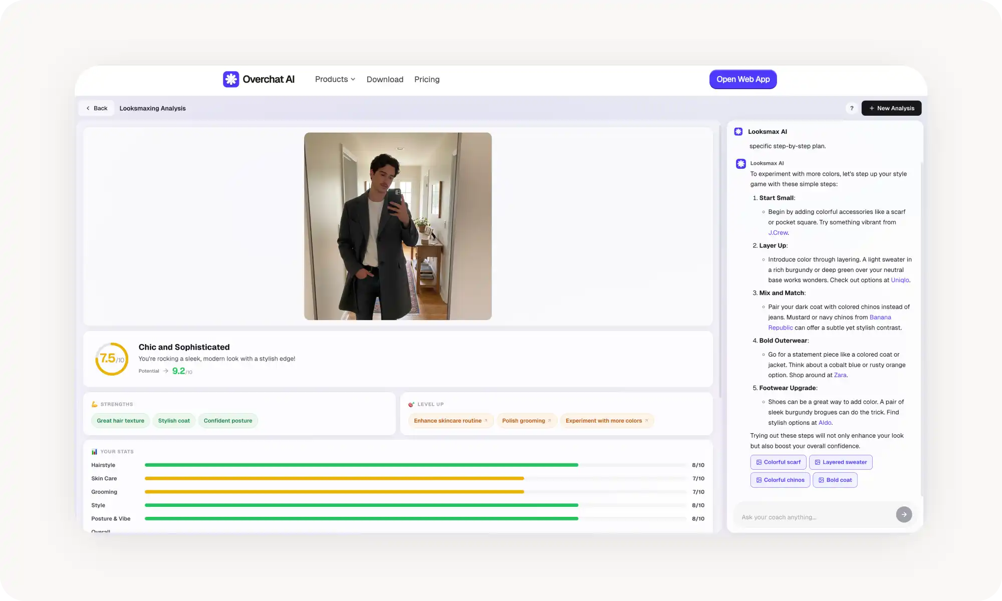 Overchat AI looksmax generator