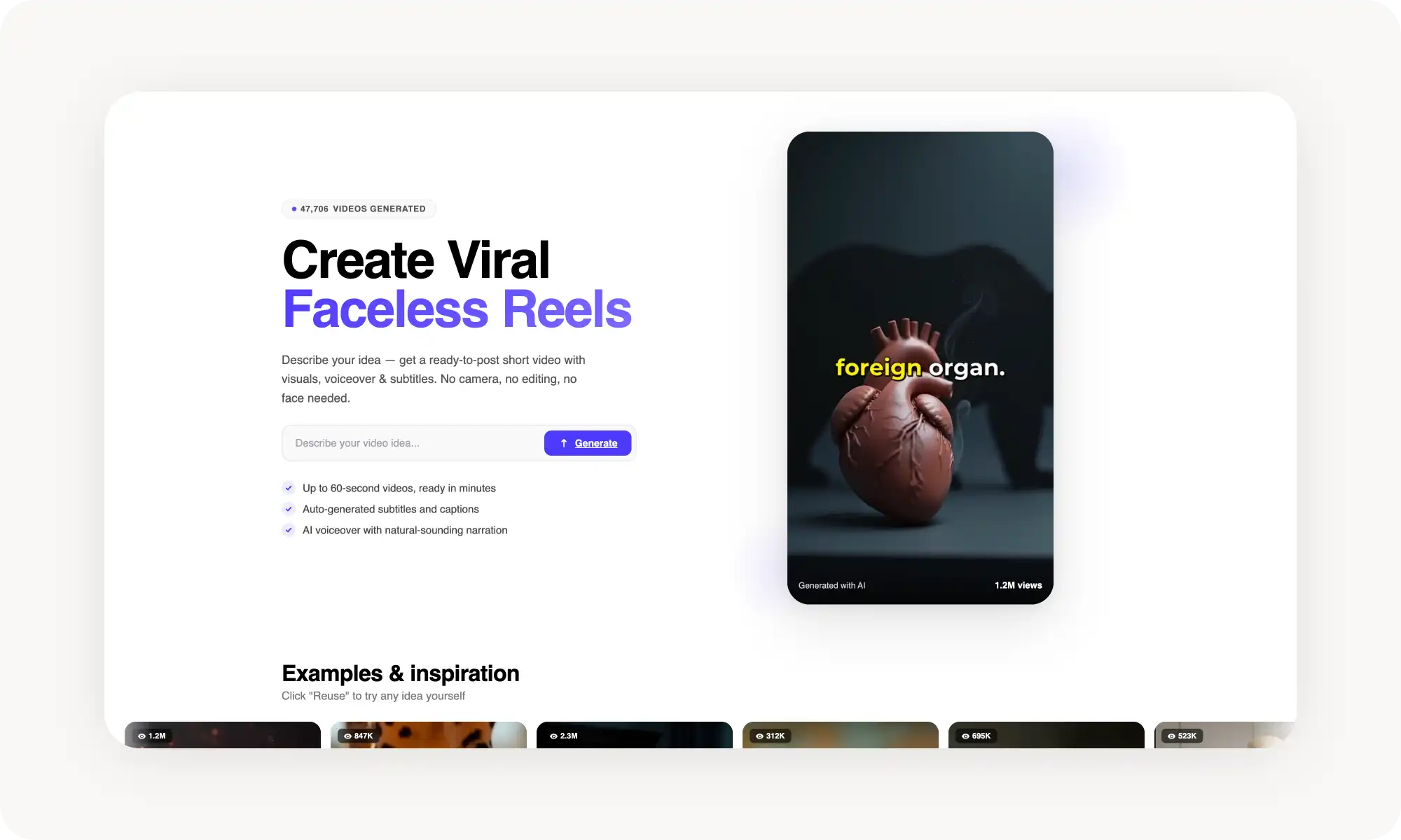 Overchat AI faceless videos generator