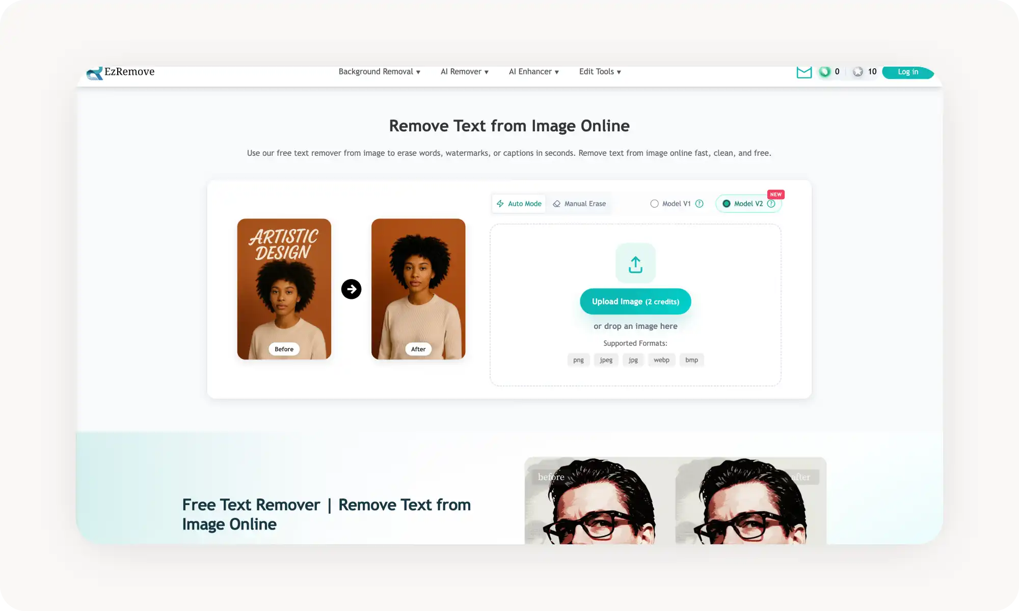 EzRemove AI text remover from photos