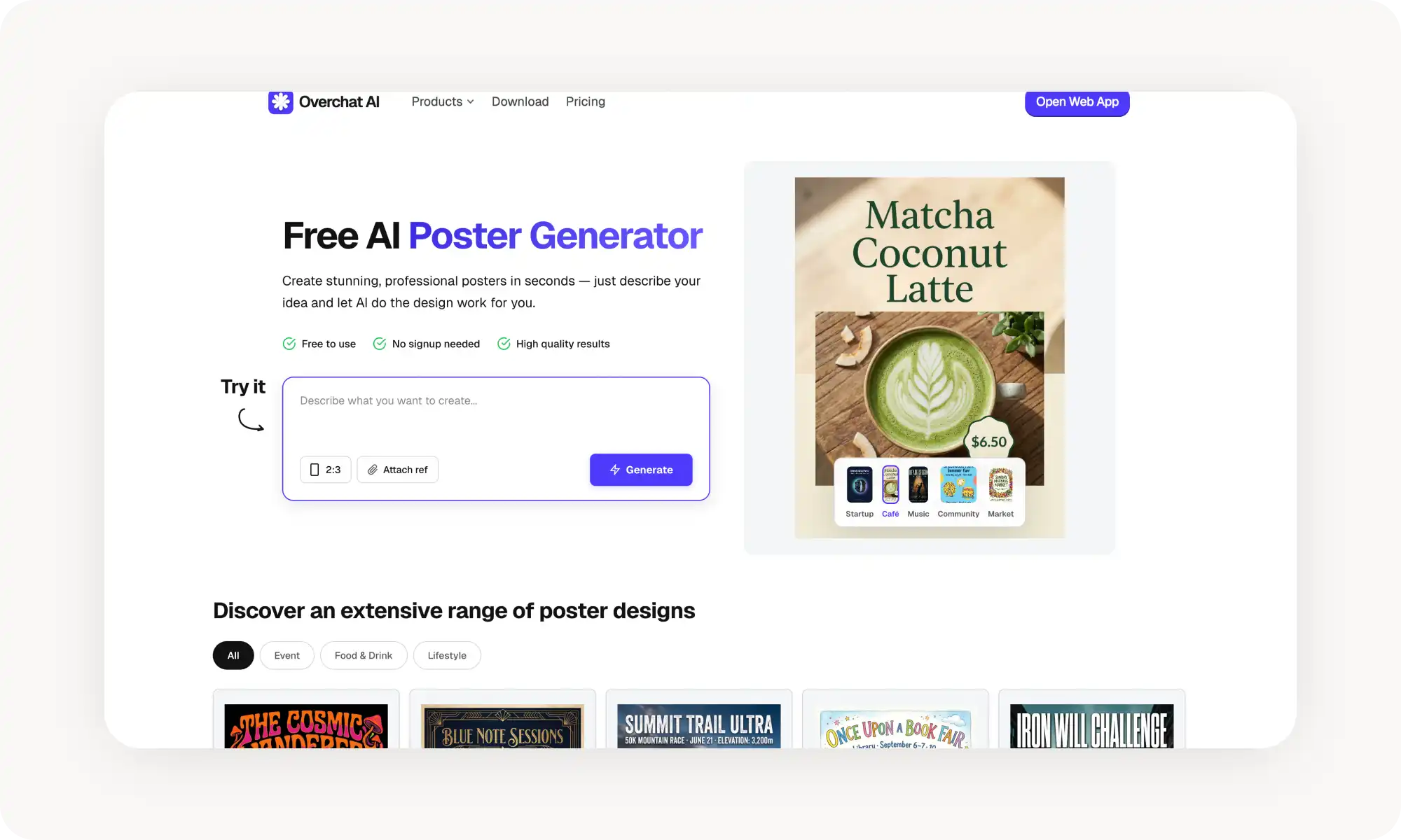 Overchat AI poster generator