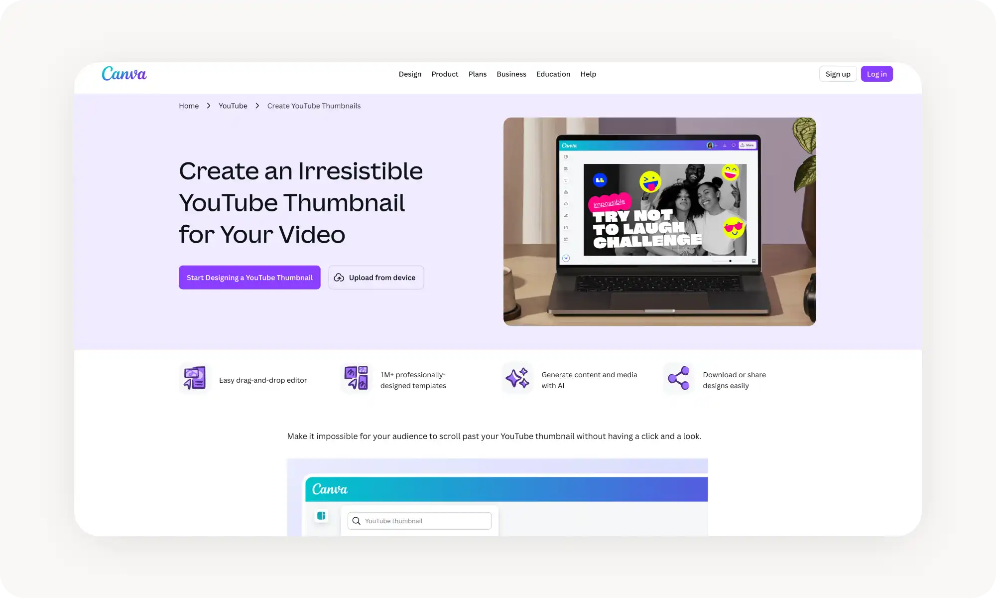 Canva AI YouTube thumbnail generator