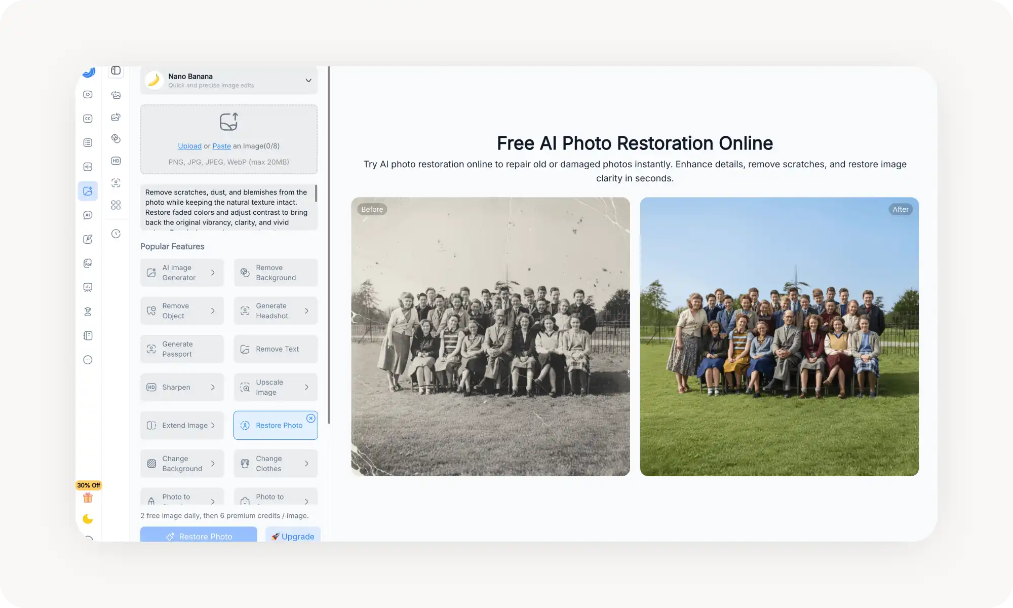 NoteGPT AI old photo restoration tool