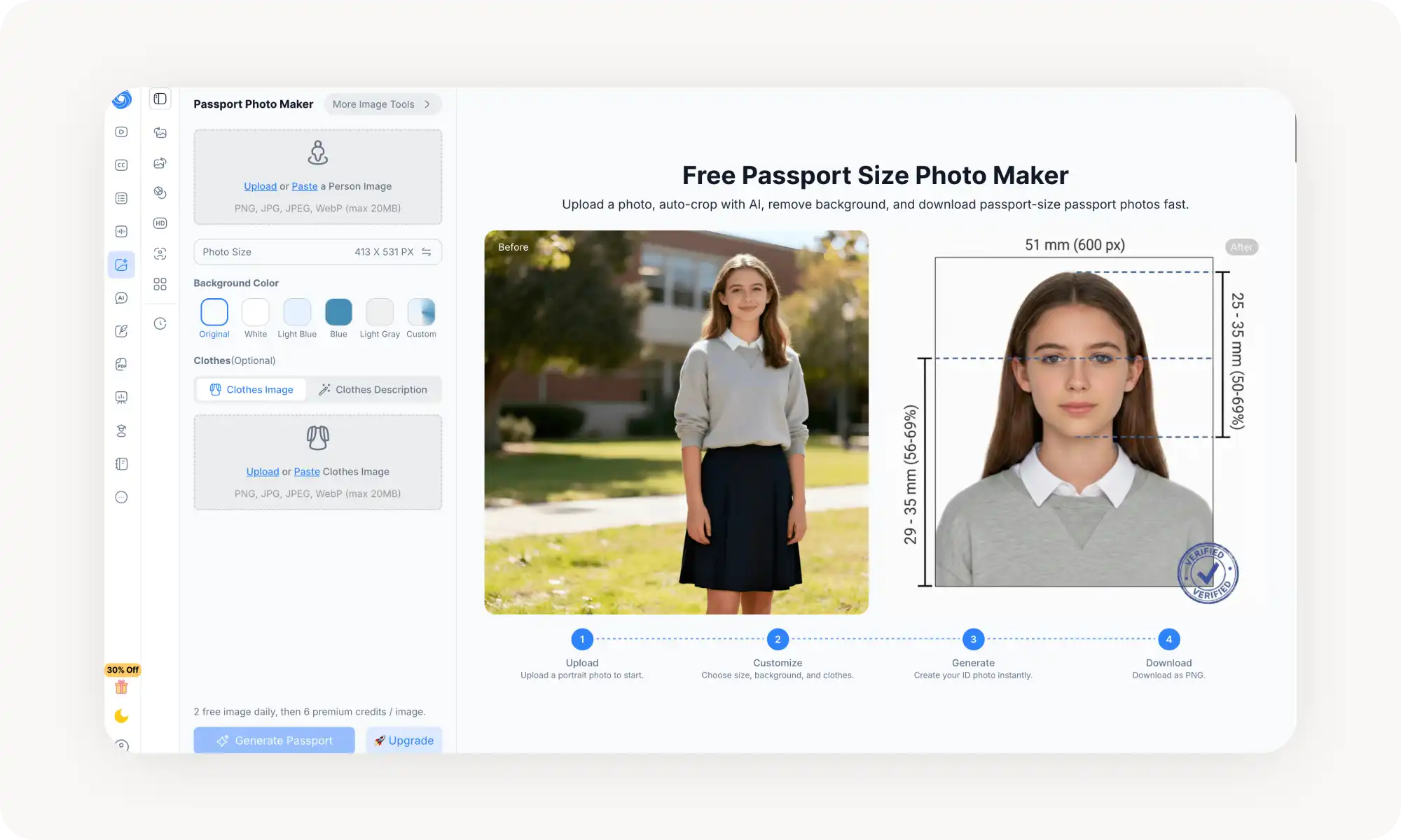 NoteGPT AI passport photo generator
