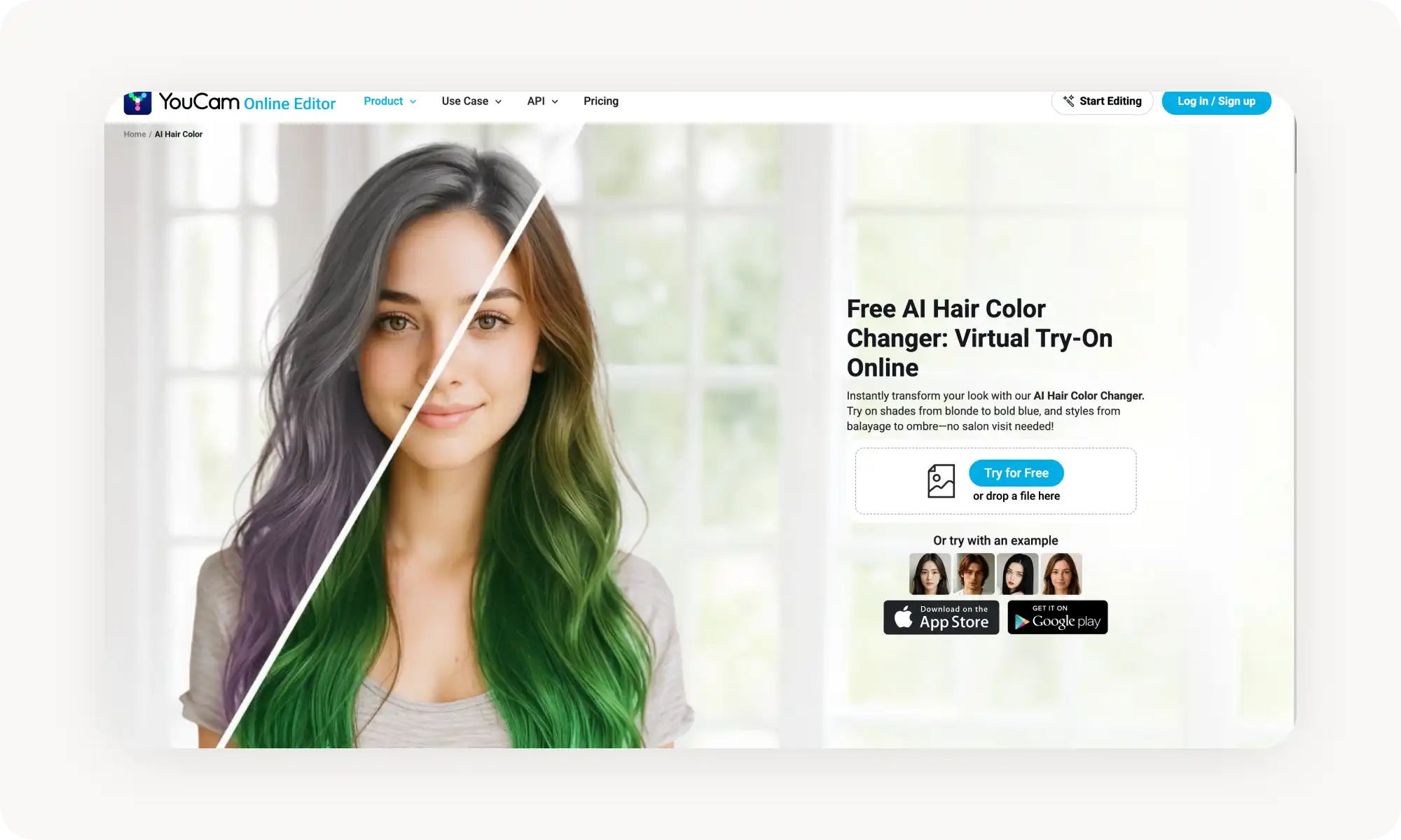 YouCam AI hair color changer