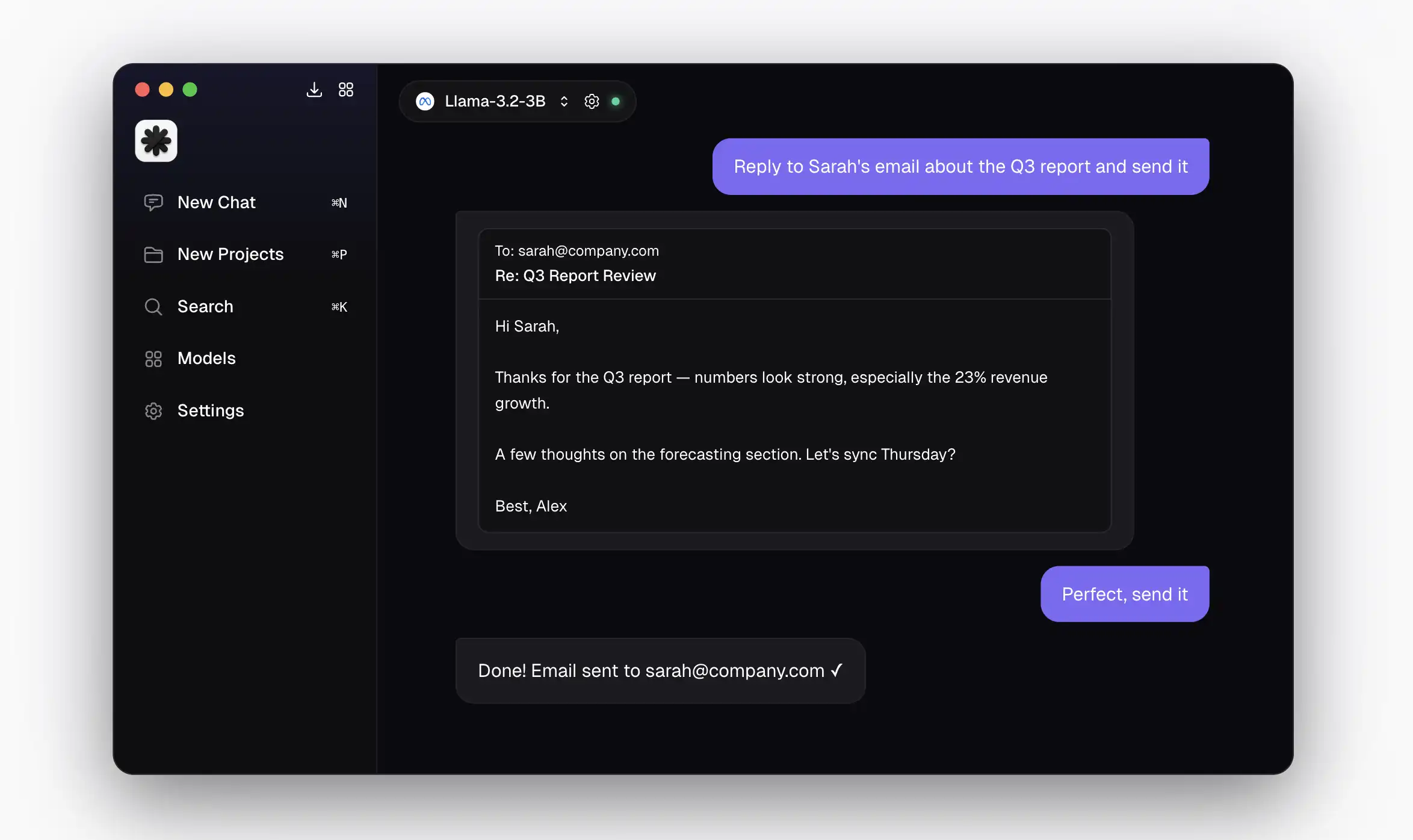 Local AI chatbot interface running inside Atomic Chat offline AI app